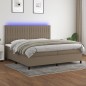 vidaXL Boxspringbett mit Matratze & LED Taupe 200x200 cm Stoff vidaXL Boxspringbett mit Matratze & LED Taupe 200x200 cm Stoff