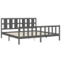 Massivholzbett mit Kopfteil Grau 200x200 cm Massivholzbett mit Kopfteil Grau 200x200 cm