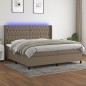 vidaXL Boxspringbett mit Matratze & LED Taupe 200x200 cm Stoff vidaXL Boxspringbett mit Matratze & LED Taupe 200x200 cm Stoff