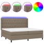 vidaXL Boxspringbett mit Matratze & LED Taupe 200x200 cm Stoff vidaXL Boxspringbett mit Matratze & LED Taupe 200x200 cm Stoff