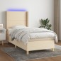 vidaXL Boxspringbett mit Matratze & LED Creme 100x200 cm Stoff vidaXL Boxspringbett mit Matratze & LED Creme 100x200 cm Stoff