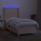vidaXL Boxspringbett mit Matratze & LED Creme 100x200 cm Stoff vidaXL Boxspringbett mit Matratze & LED Creme 100x200 cm Stoff
