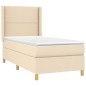 vidaXL Boxspringbett mit Matratze & LED Creme 100x200 cm Stoff vidaXL Boxspringbett mit Matratze & LED Creme 100x200 cm Stoff