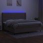 vidaXL Boxspringbett mit Matratze & LED Taupe 200x200 cm Stoff vidaXL Boxspringbett mit Matratze & LED Taupe 200x200 cm Stoff