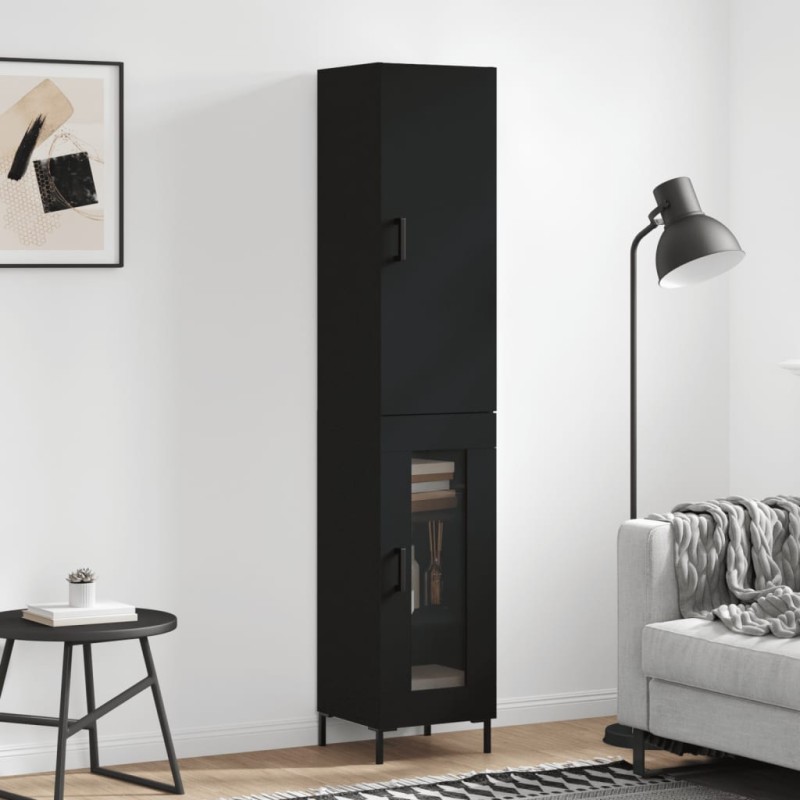 Highboard Schwarz 34,5x34x180 cm Holzwerkstoff Highboard Schwarz 34,5x34x180 cm Holzwerkstoff