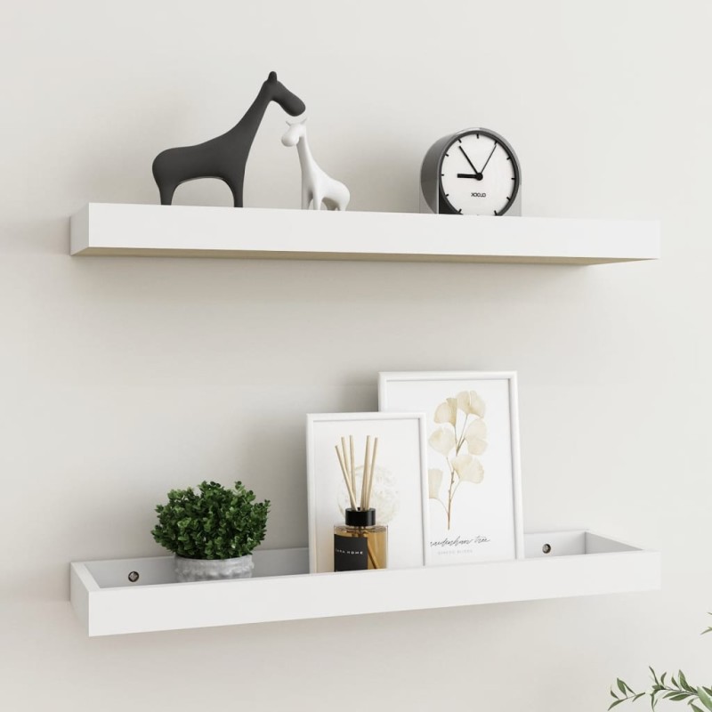 vidaXL Loggia Wandregale 2 Stk. Eichen-Optik und Weiß 60x15x4 cm MDF vidaXL Loggia Wandregale 2 Stk. Eichen-Optik und Weiß 60x15x4 cm MDF