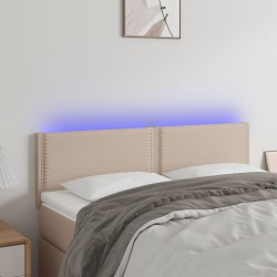 vidaXL LED Kopfteil Cappuccino-Braun 144x5x78/88 cm Kunstleder