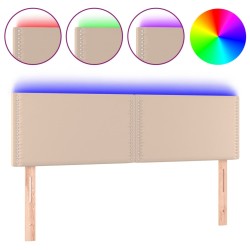 vidaXL LED Kopfteil Cappuccino-Braun 144x5x78/88 cm Kunstleder