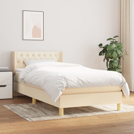 vidaXL Boxspringbett mit Matratze Creme 90x190 cm Stoff