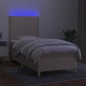 vidaXL Boxspringbett mit Matratze & LED Creme 90x190 cm Stoff vidaXL Boxspringbett mit Matratze & LED Creme 90x190 cm Stoff
