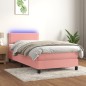 vidaXL Boxspringbett mit Matratze & LED Rosa 100x200 cm Samt vidaXL Boxspringbett mit Matratze & LED Rosa 100x200 cm Samt