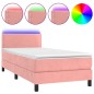 vidaXL Boxspringbett mit Matratze & LED Rosa 100x200 cm Samt vidaXL Boxspringbett mit Matratze & LED Rosa 100x200 cm Samt