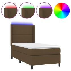vidaXL Boxspringbett mit Matratze & LED Dunkelbraun 90x190 cm Stoff