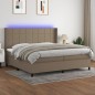 vidaXL Boxspringbett mit Matratze & LED Taupe 200x200 cm Stoff vidaXL Boxspringbett mit Matratze & LED Taupe 200x200 cm Stoff