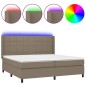vidaXL Boxspringbett mit Matratze & LED Taupe 200x200 cm Stoff vidaXL Boxspringbett mit Matratze & LED Taupe 200x200 cm Stoff
