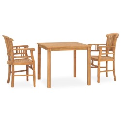 3-tlg. Garten-Essgruppe Massivholz Teak