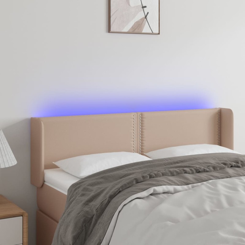 vidaXL LED Kopfteil Cappuccino-Braun 147x16x78/88 cm Kunstleder vidaXL LED Kopfteil Cappuccino-Braun 147x16x78/88 cm Kunstleder