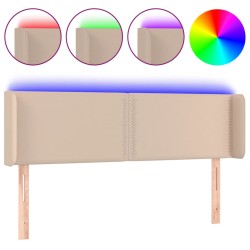 vidaXL LED Kopfteil Cappuccino-Braun 147x16x78/88 cm Kunstleder