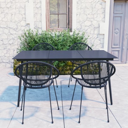 5-tlg. Garten-Essgruppe PVC Rattan Schwarz