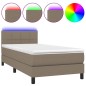 vidaXL Boxspringbett mit Matratze & LED Taupe 80x200 cm Stoff vidaXL Boxspringbett mit Matratze & LED Taupe 80x200 cm Stoff