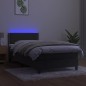 vidaXL Boxspringbett mit Matratze & LED Dunkelgrau 100x200 cm Samt vidaXL Boxspringbett mit Matratze & LED Dunkelgrau 100x200 cm Samt