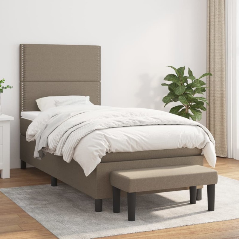 vidaXL Boxspringbett mit Matratze Taupe 100x200 cm Stoff vidaXL Boxspringbett mit Matratze Taupe 100x200 cm Stoff