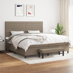 vidaXL Boxspringbett mit Matratze Taupe 200x200 cm Stoff