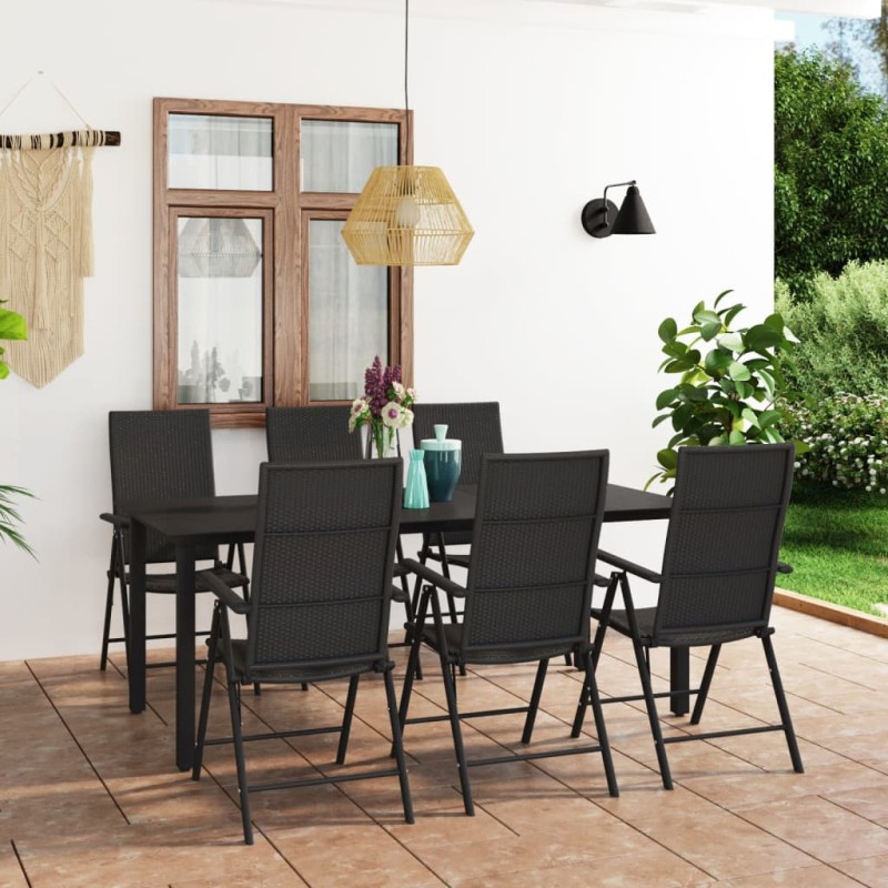 vidaXL 7-tlg. Garten-Essgruppe Schwarz vidaXL 7-tlg. Garten-Essgruppe Schwarz