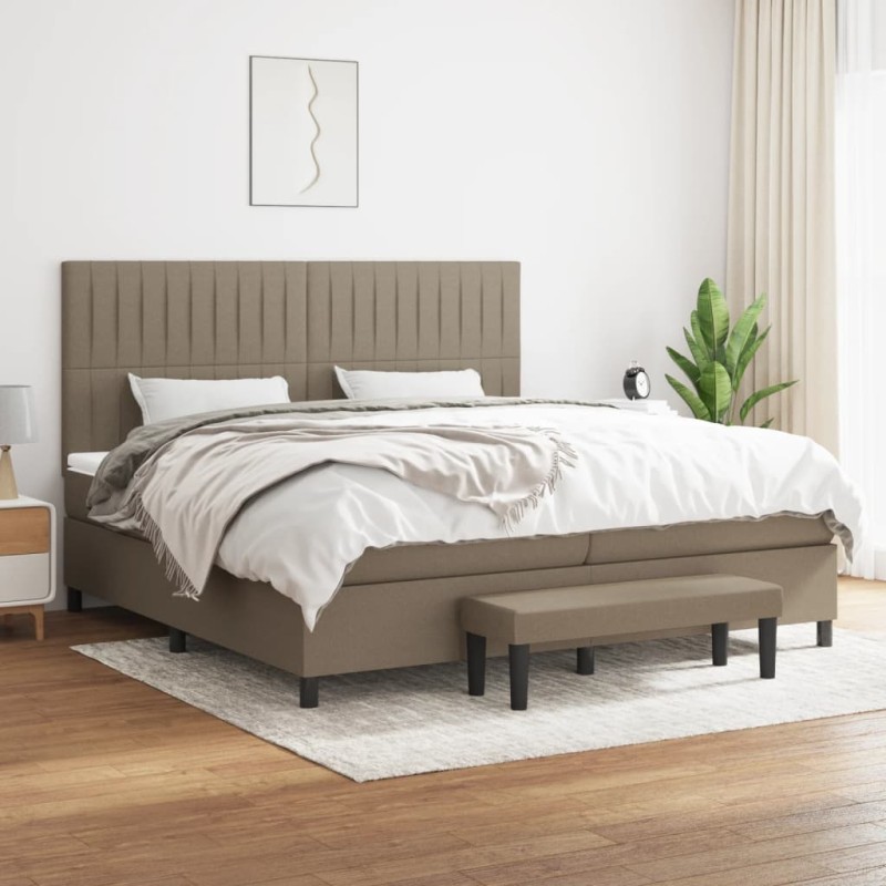 vidaXL Boxspringbett mit Matratze Taupe 200x200 cm Stoff vidaXL Boxspringbett mit Matratze Taupe 200x200 cm Stoff