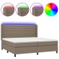 vidaXL Boxspringbett mit Matratze & LED Taupe 200x200 cm Stoff vidaXL Boxspringbett mit Matratze & LED Taupe 200x200 cm Stoff