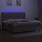 vidaXL Boxspringbett mit Matratze & LED Taupe 200x200 cm Stoff vidaXL Boxspringbett mit Matratze & LED Taupe 200x200 cm Stoff