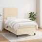 vidaXL Boxspringbett mit Matratze Creme 100x200 cm Stoff vidaXL Boxspringbett mit Matratze Creme 100x200 cm Stoff