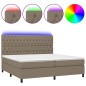 vidaXL Boxspringbett mit Matratze & LED Taupe 200x200 cm Stoff vidaXL Boxspringbett mit Matratze & LED Taupe 200x200 cm Stoff