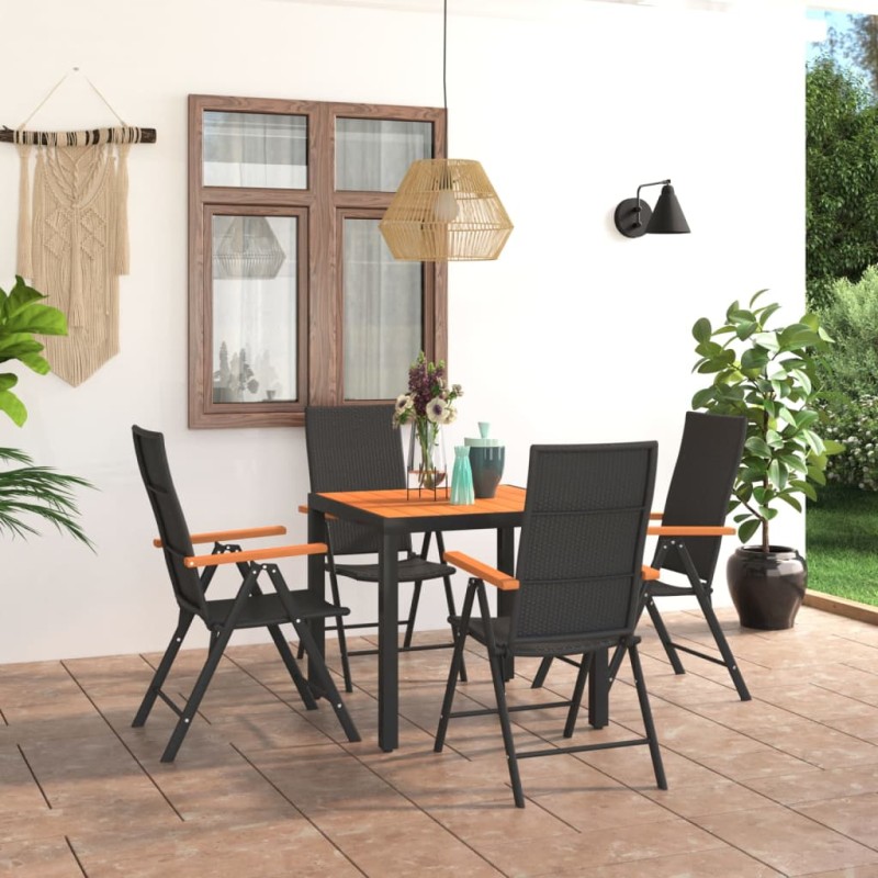 vidaXL 5-tlg. Garten-Essgruppe Schwarz und Braun vidaXL 5-tlg. Garten-Essgruppe Schwarz und Braun