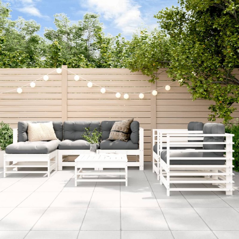 vidaXL 7-tlg. Garten-Lounge-Set Weiß Massivholz Kiefer vidaXL 7-tlg. Garten-Lounge-Set Weiß Massivholz Kiefer
