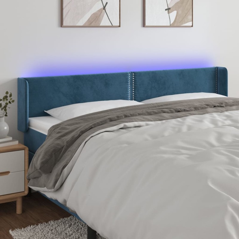 vidaXL LED Kopfteil Dunkelblau 163x16x78/88 cm Samt vidaXL LED Kopfteil Dunkelblau 163x16x78/88 cm Samt