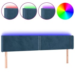 vidaXL LED Kopfteil Dunkelblau 163x16x78/88 cm Samt