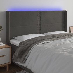 vidaXL LED Kopfteil Dunkelgrau 163x16x118/128 cm Samt