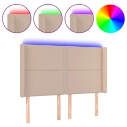 vidaXL LED Kopfteil Cappuccino-Braun 147x16x118/128cm Kunstleder