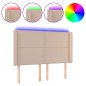 vidaXL LED Kopfteil Cappuccino-Braun 147x16x118/128cm Kunstleder