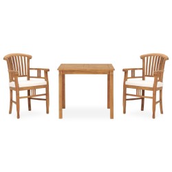 vidaXL 3-tlg. Garten-Essgruppe mit Kissen Massivholz Teak 