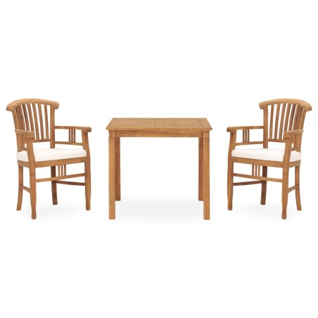 vidaXL 3-tlg. Garten-Essgruppe mit Kissen Massivholz Teak 