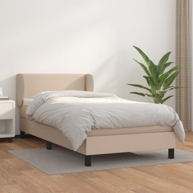 vidaXL Boxspringbett mit Matratze Cappuccino-Braun 80x200cm Kunstleder vidaXL Boxspringbett mit Matratze Cappuccino-Braun 80x200cm Kunstleder