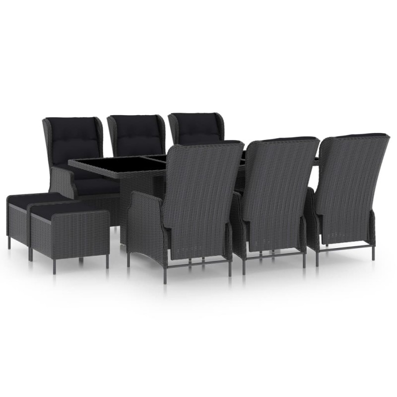 vidaXL 9-tlg. Garten-Essgruppe mit Auflagen Poly Rattan Dunkelgrau vidaXL 9-tlg. Garten-Essgruppe mit Auflagen Poly Rattan Dunkelgrau