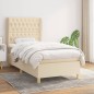 vidaXL Boxspringbett mit Matratze Creme 90x190 cm Stoff vidaXL Boxspringbett mit Matratze Creme 90x190 cm Stoff