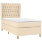 vidaXL Boxspringbett mit Matratze Creme 90x190 cm Stoff vidaXL Boxspringbett mit Matratze Creme 90x190 cm Stoff