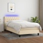 vidaXL Boxspringbett mit Matratze & LED Creme 90x190 cm Stoff vidaXL Boxspringbett mit Matratze & LED Creme 90x190 cm Stoff