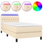 vidaXL Boxspringbett mit Matratze & LED Creme 90x190 cm Stoff vidaXL Boxspringbett mit Matratze & LED Creme 90x190 cm Stoff