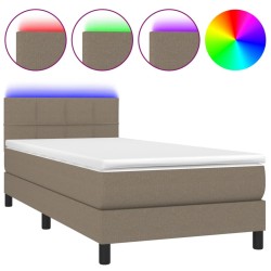 vidaXL Boxspringbett mit Matratze & LED Taupe 90x190 cm Stoff