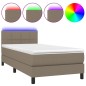 vidaXL Boxspringbett mit Matratze & LED Taupe 90x190 cm Stoff vidaXL Boxspringbett mit Matratze & LED Taupe 90x190 cm Stoff